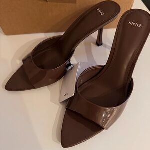 Mango Chocolate Brown Heeled Mules